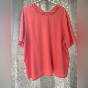 Elegant Coral Blouse With Collar Design